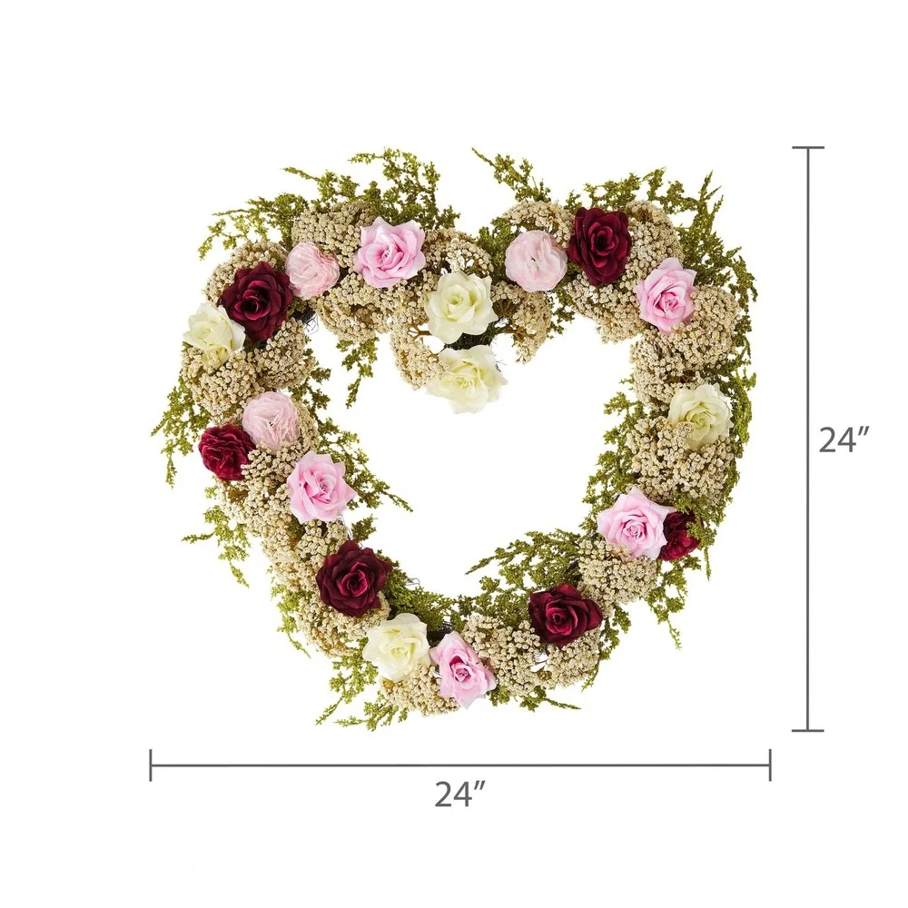 My Texas House Rose Wreath Floral Heart Wall Decor Coquette 22 in‎